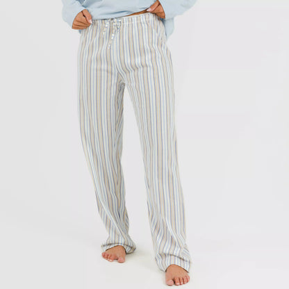 Pijama de algodão listrado azul claro