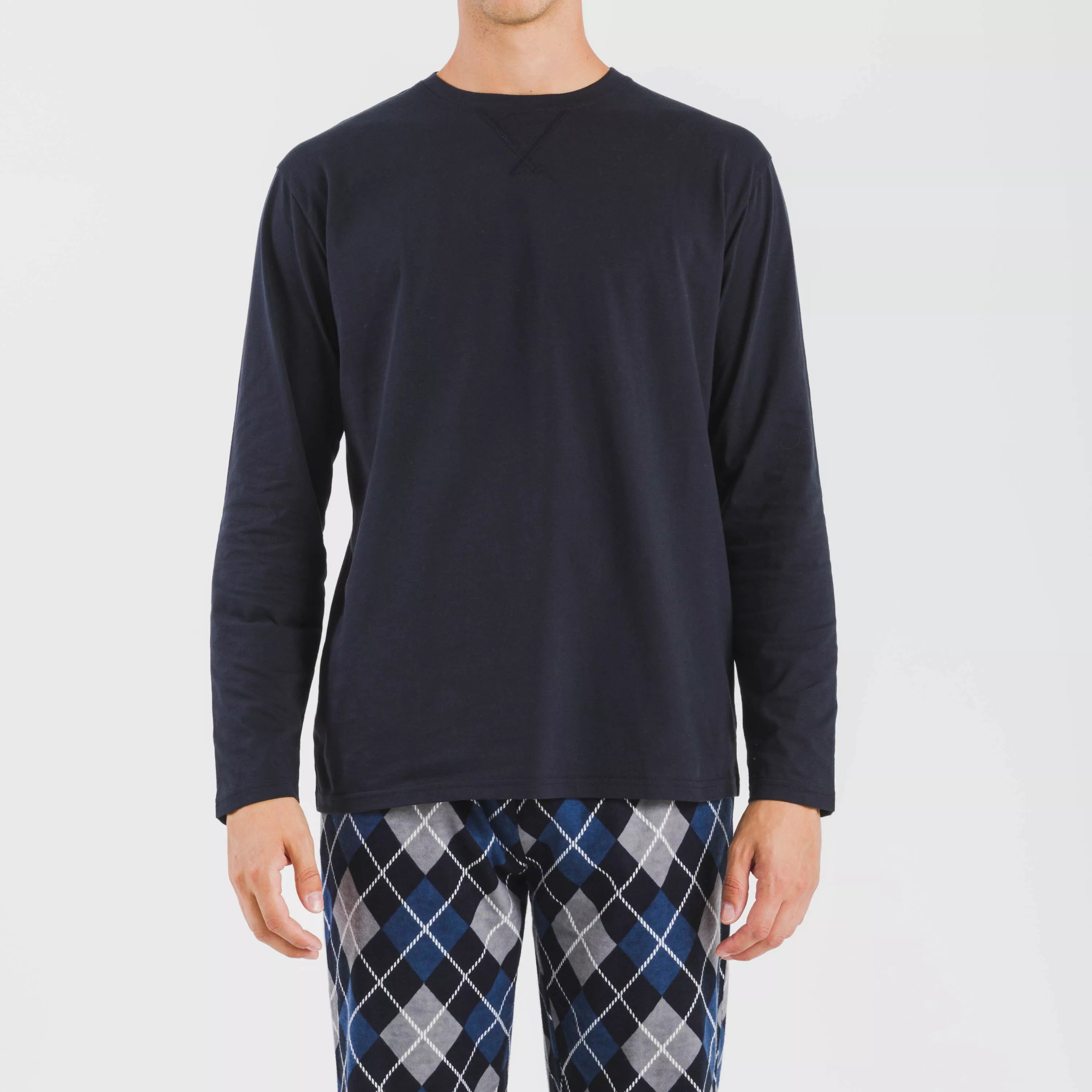 Pijama de flanela masculino Roldan, azul marinho