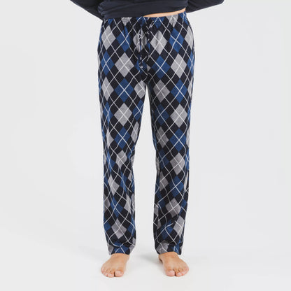 Pijama de flanela masculino Roldan, azul marinho
