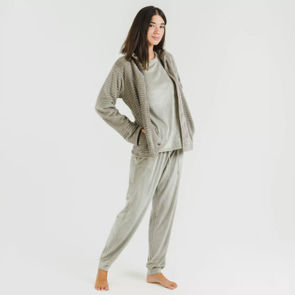 Moletom de veludo com listras lisas