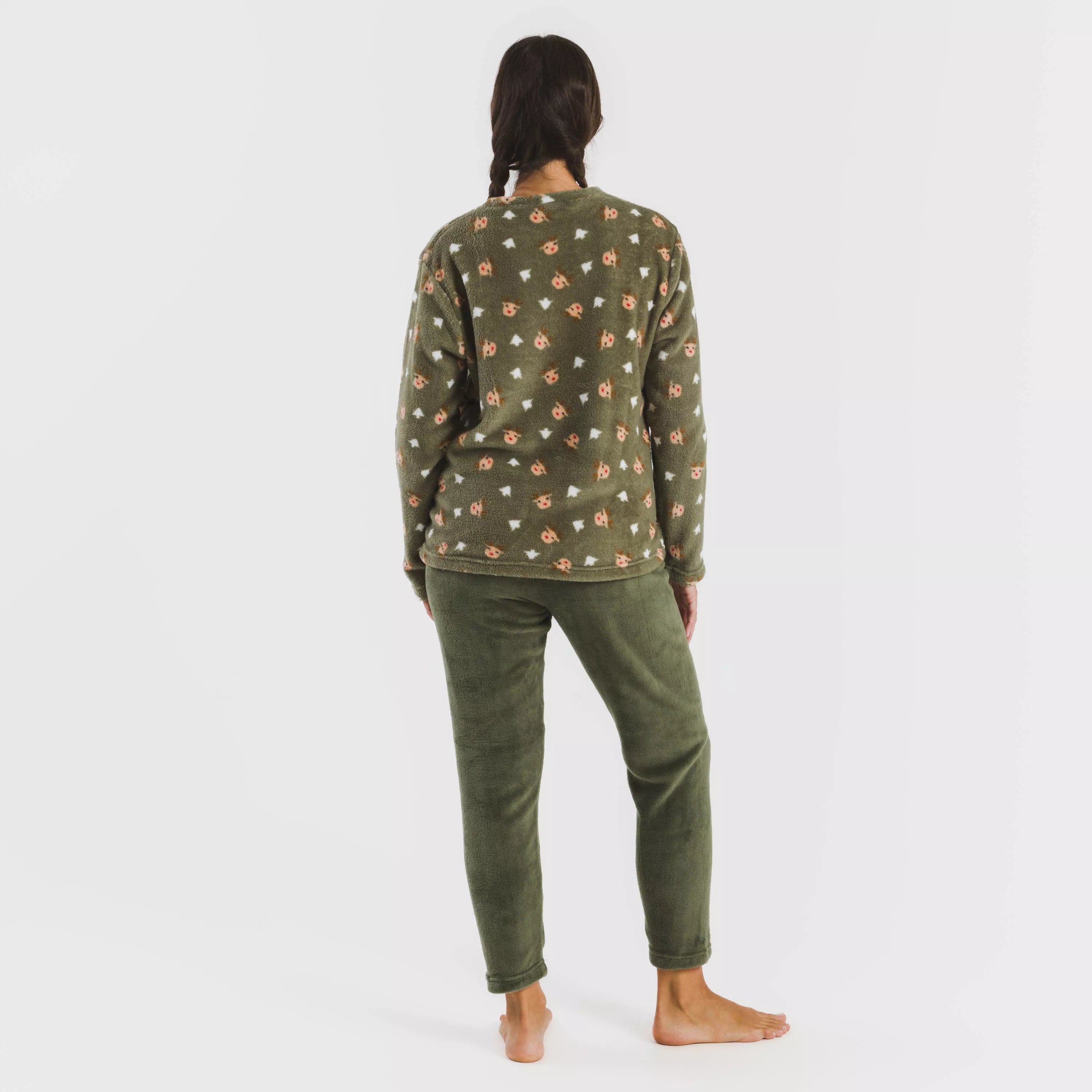 Pijama Tatini coral, verde caça