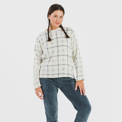 Pijama coral, xadrez azul Dua