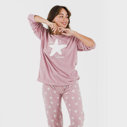 Pijama icônico de lã rosa malva