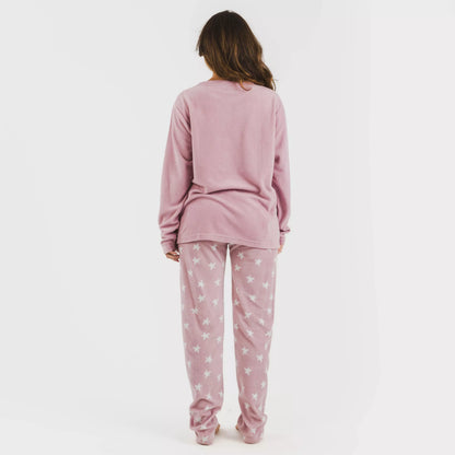 Pijama icônico de lã rosa malva