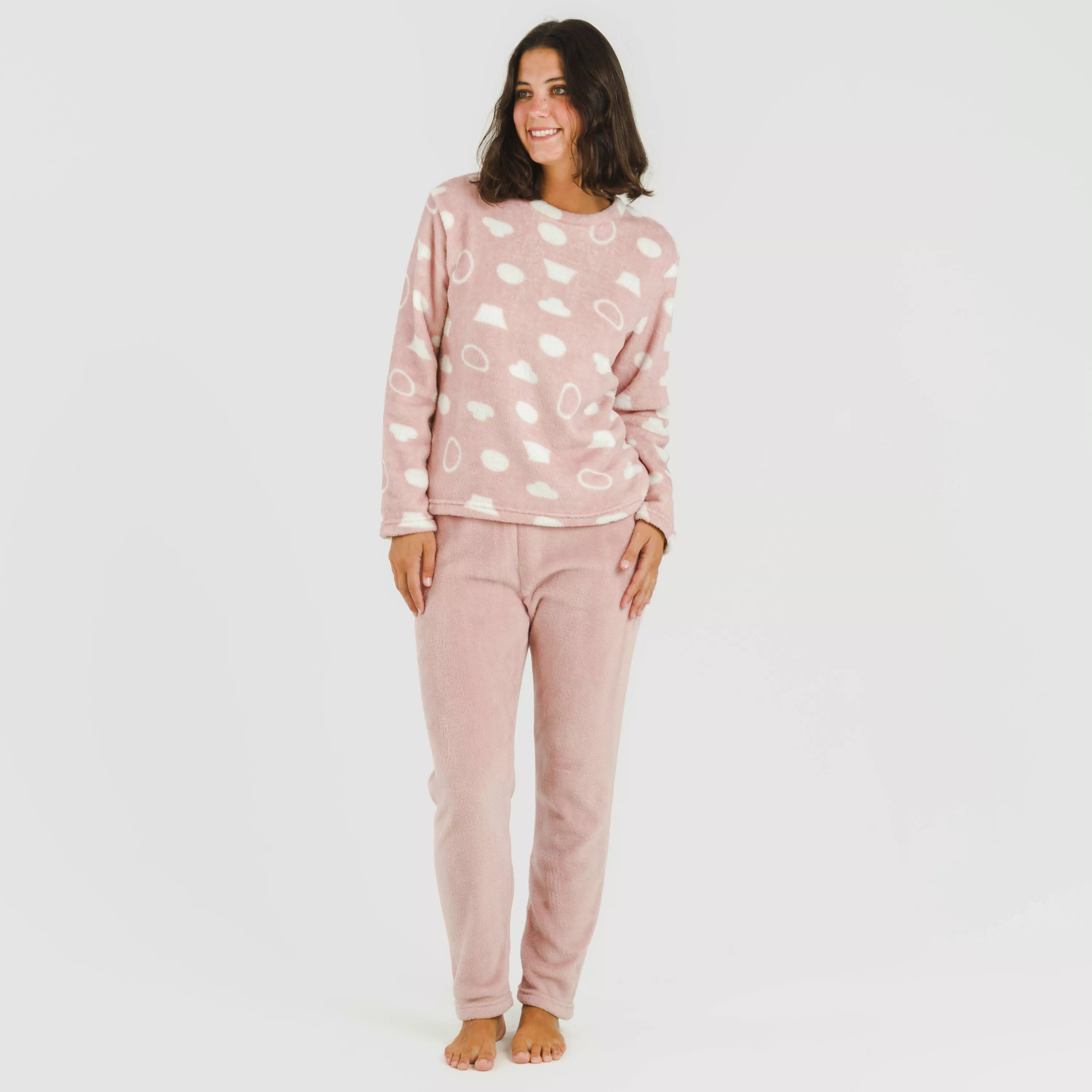 Pijama coral, papiro rosa