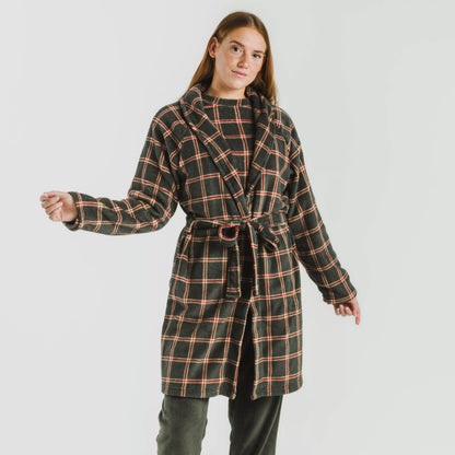 robe de caça verde Nelby com estampa coral