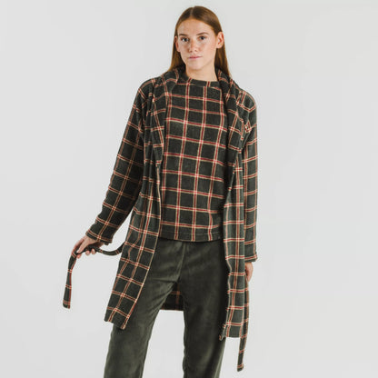 robe de caça verde Nelby com estampa coral