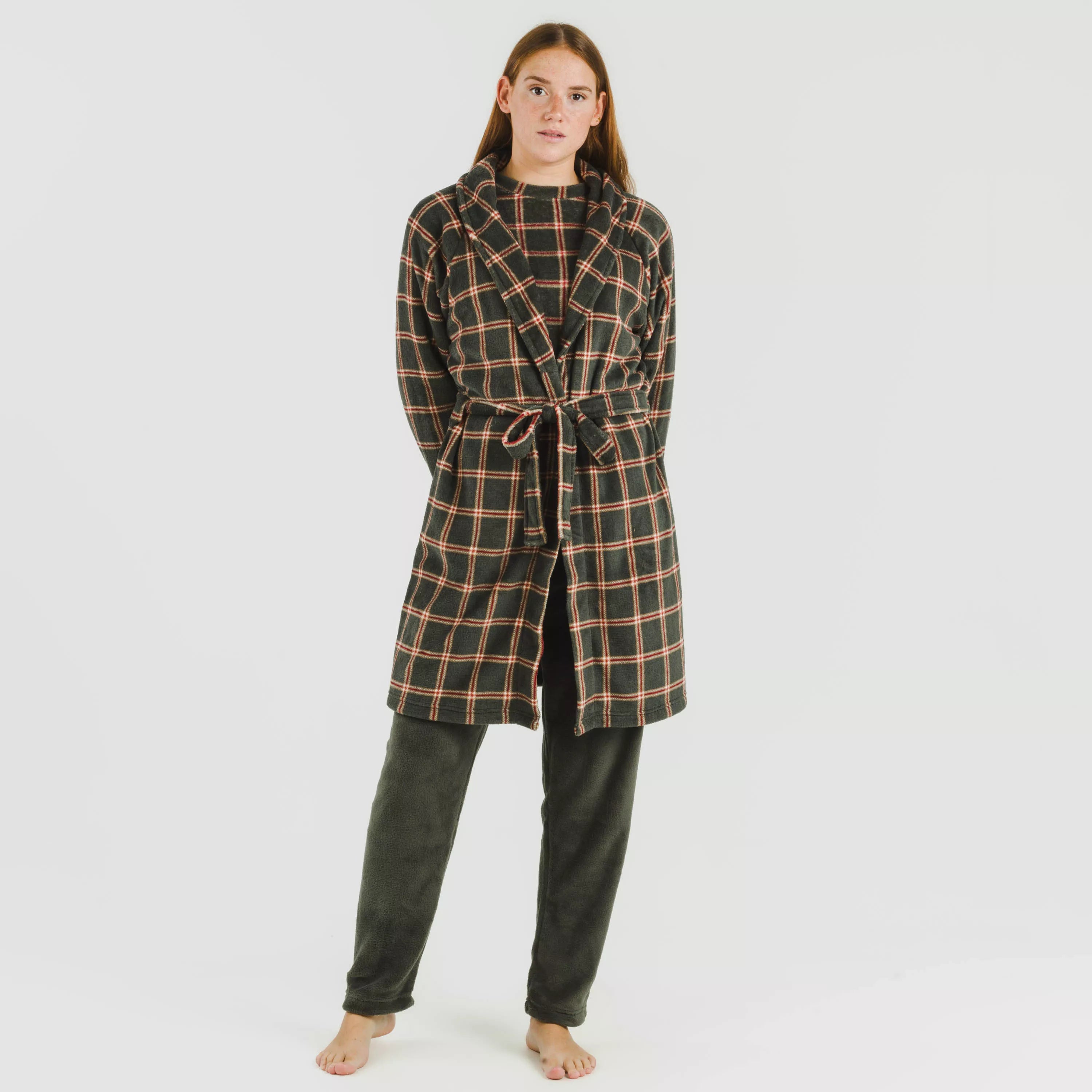 robe de caça verde Nelby com estampa coral