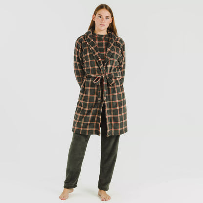 robe de caça verde Nelby com estampa coral