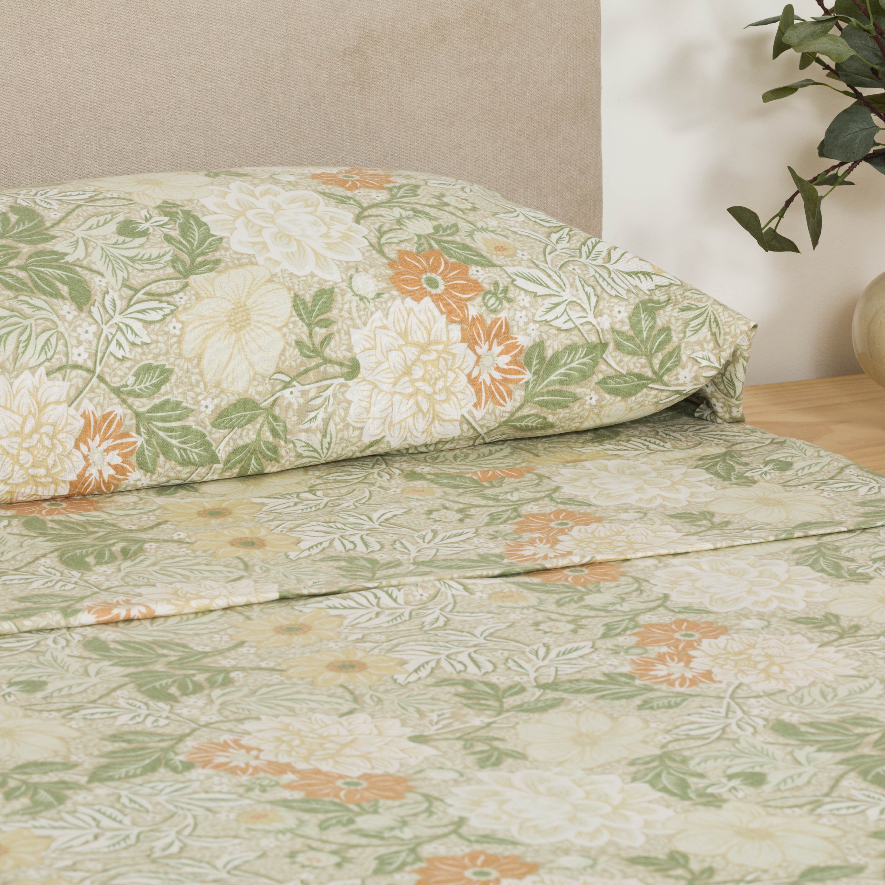 Conjunto de lençóis de flanela verde Clementine