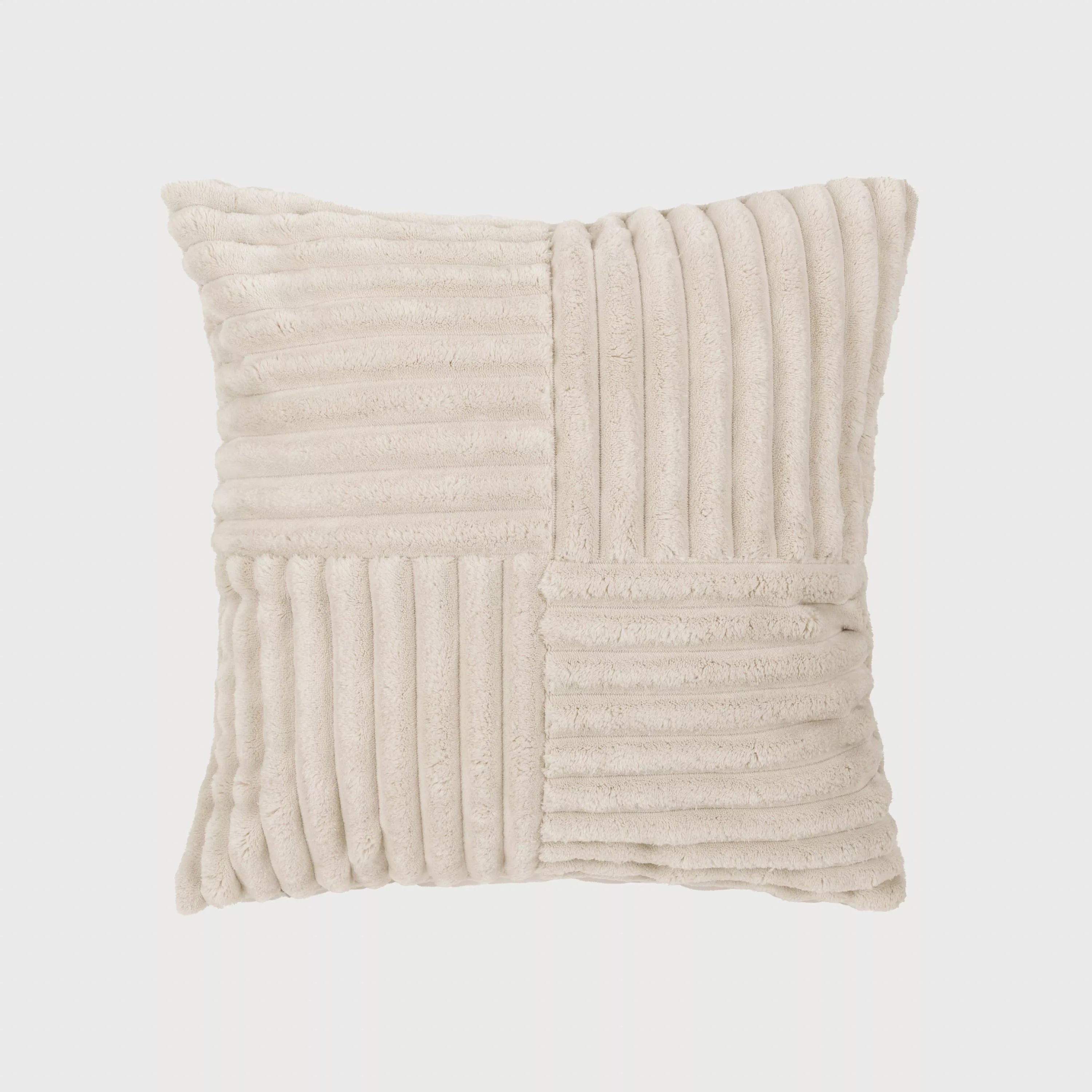 Almofada quadrada de veludo cotelê, textura cruzada lisa, 45x45 cm - capa + enchimento