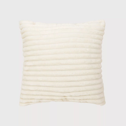 Almofada quadrada de veludo cotelê com listras lisas, 45x45 cm - capa + enchimento