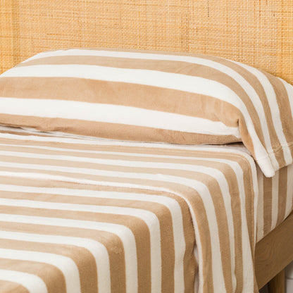 Conjunto de lençóis de lã coral Vinia Raya cor areia