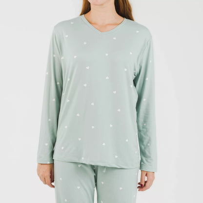 Pijama feminino longo e macio, verde estilo Tiffany