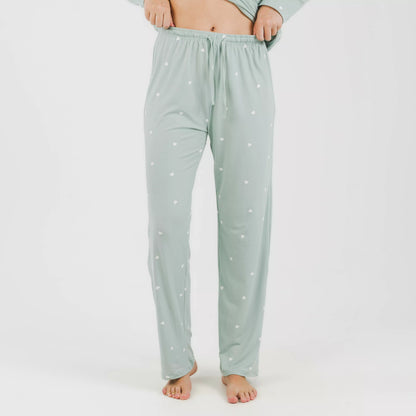 Pijama feminino longo e macio, verde estilo Tiffany