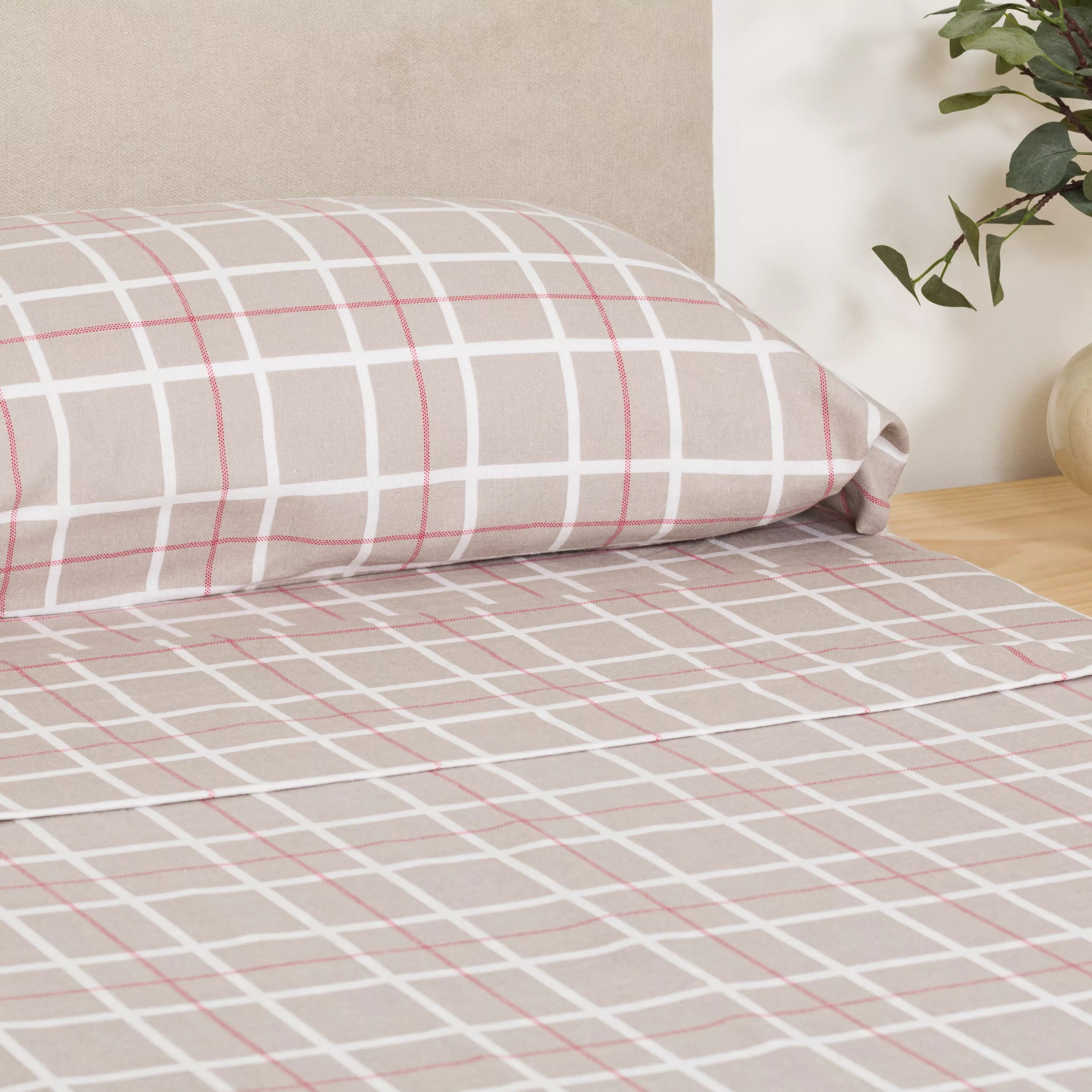 Conjunto de lençóis de flanela cinza Cuadro Camel Mouse