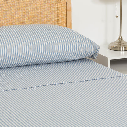 Conjunto de lençóis de flanela listrada azul Ferdinand