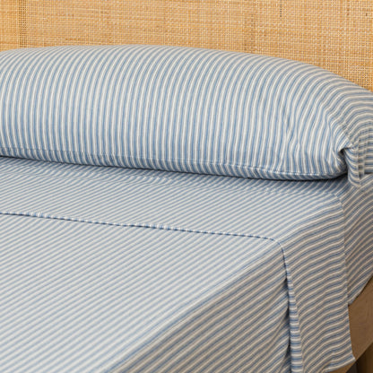 Conjunto de lençóis de flanela listrada azul Ferdinand