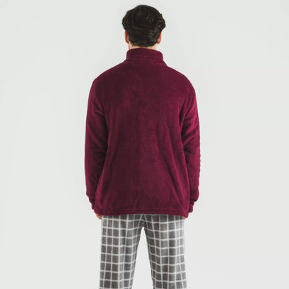 Moletom masculino de lã coral na cor azul marinho