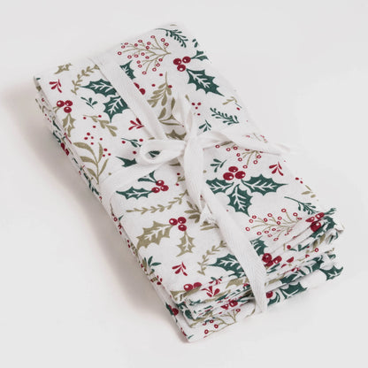 Conjunto de 4 guardanapos com estampa de azevinho