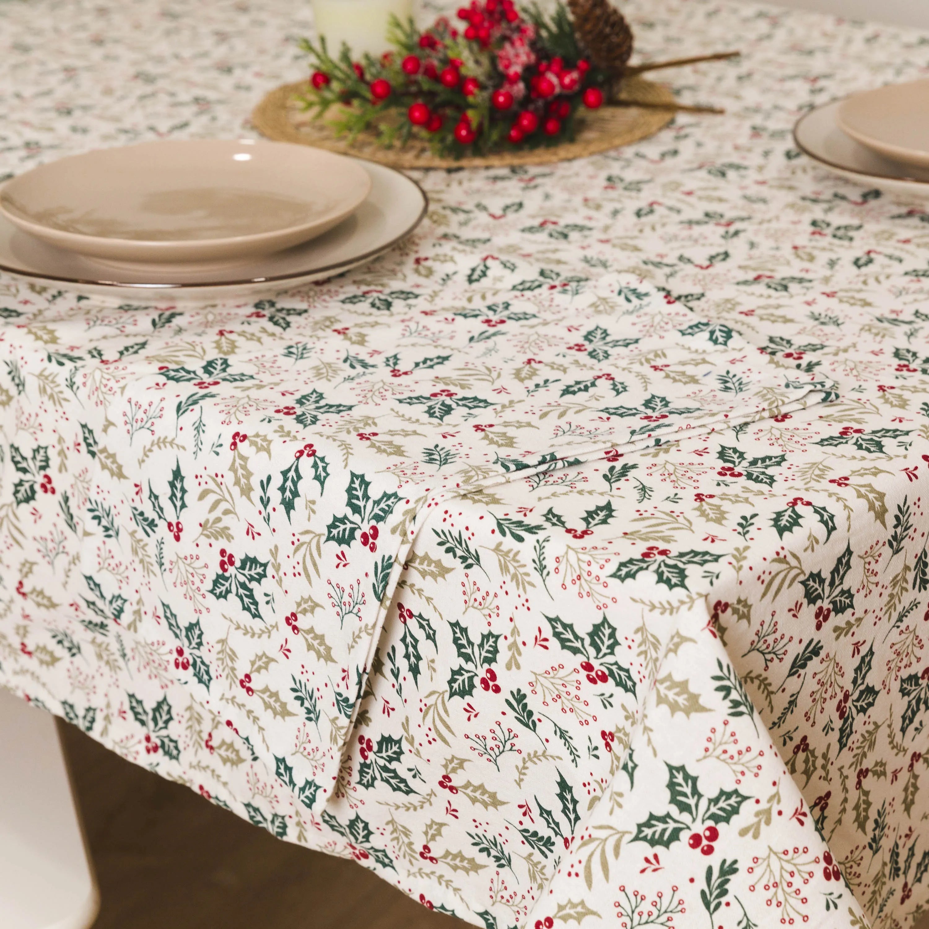 Conjunto de 4 guardanapos com estampa de azevinho