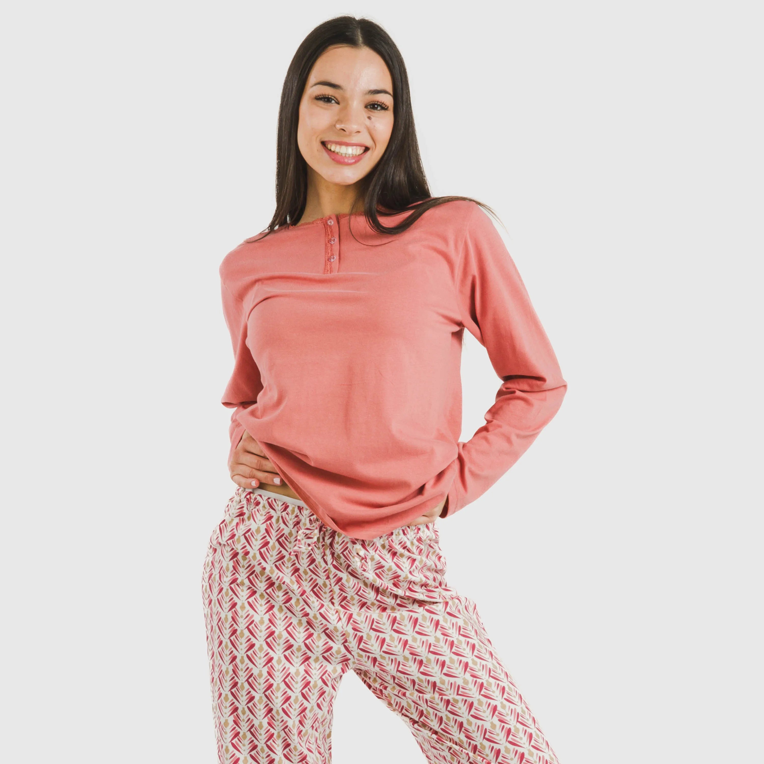 Pijama largo algodón Eurico marsala