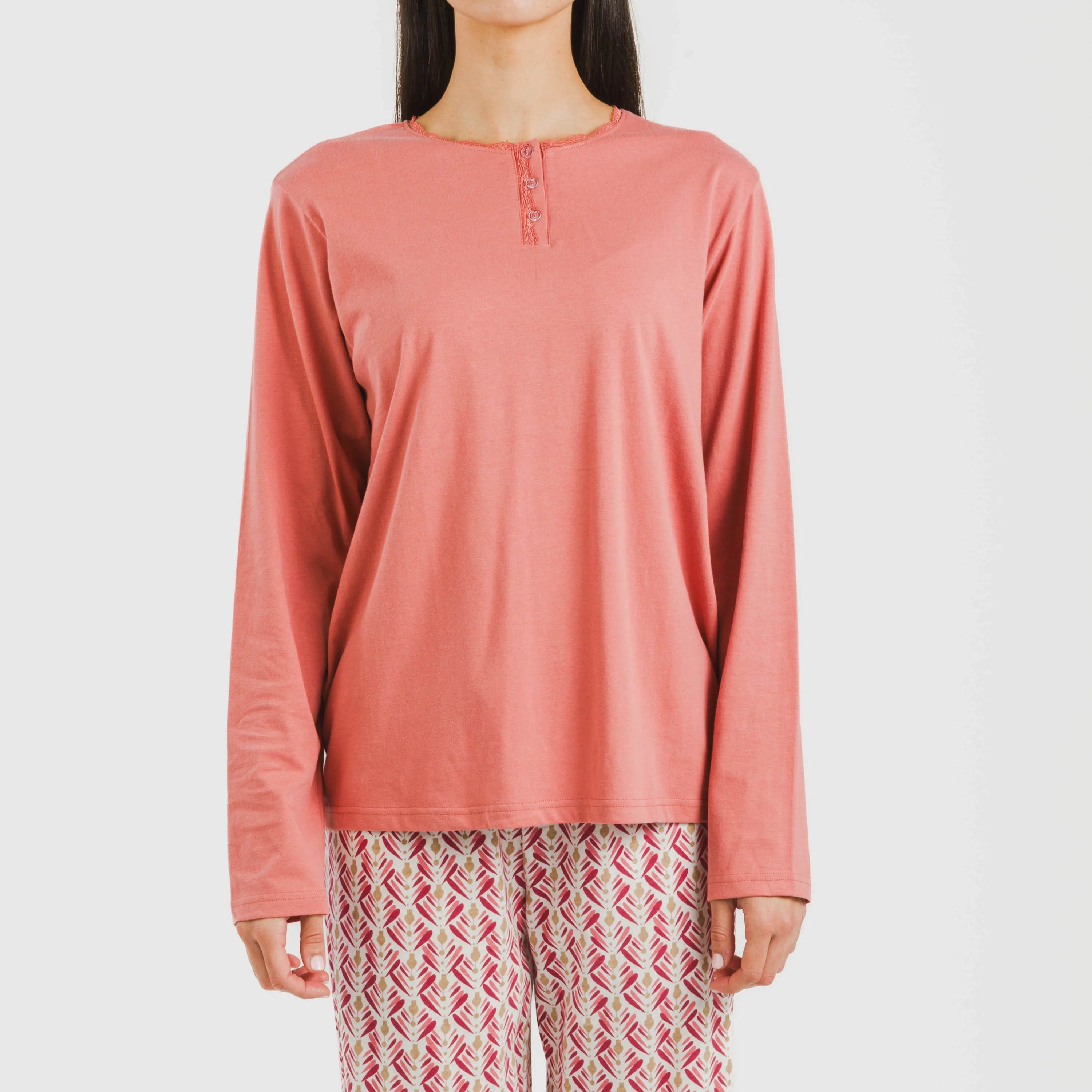 Pijama largo algodón Eurico marsala