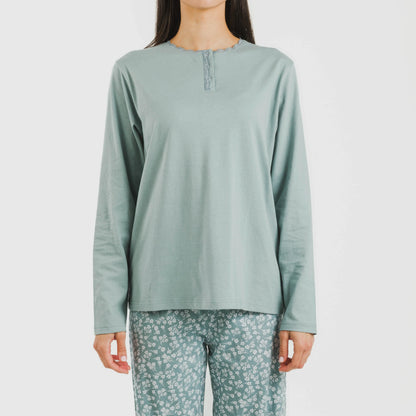 Pijama longo Oniris em algodão índigo