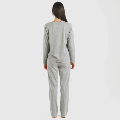 Pijama comprido de algodão, tênis Chuck de denim cinza listrado