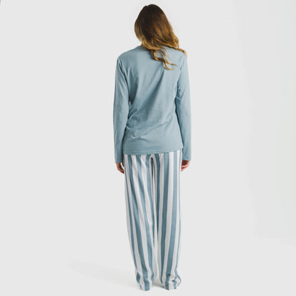 Pijama comprido de algodão, listrado estilo Elvis, índigo