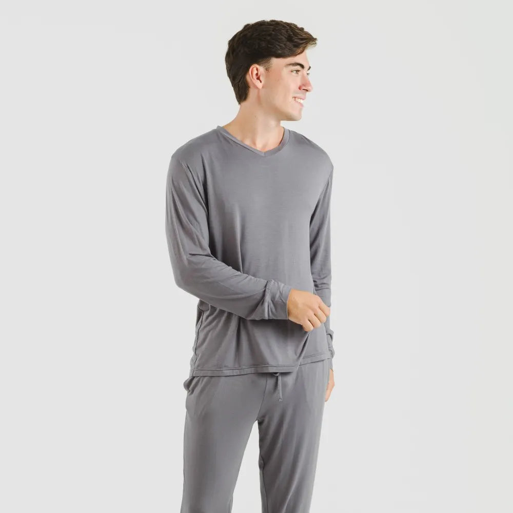 Pijama comprido masculino liso de viscose