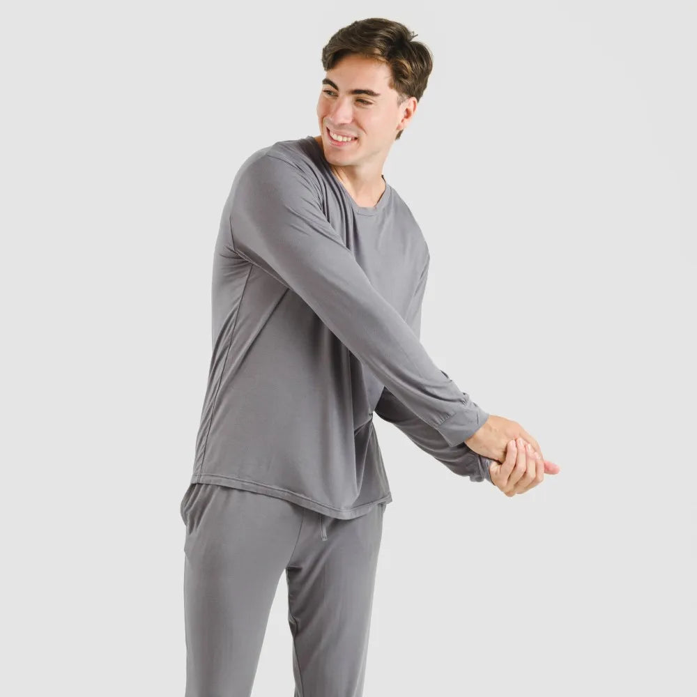 Pijama comprido masculino liso de viscose