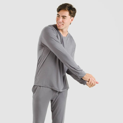 Pijama comprido masculino liso de viscose