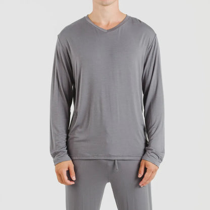 Pijama comprido masculino liso de viscose