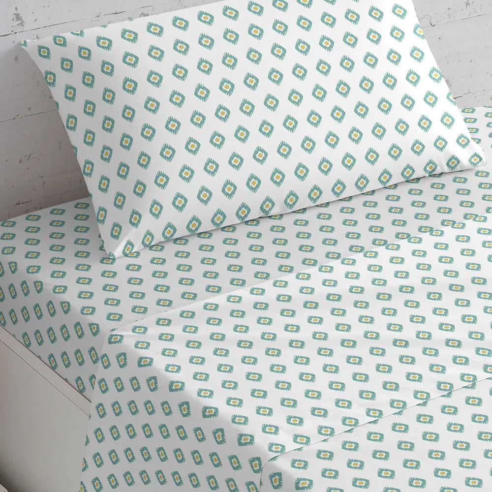 Jogo de lençóis algodão Joy água marinha