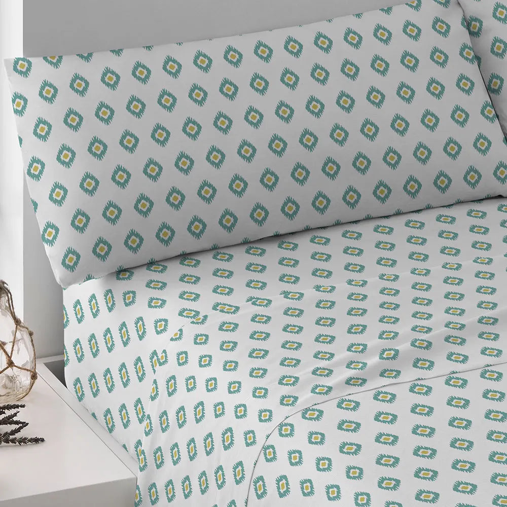 Jogo de lençóis algodão Joy água marinha