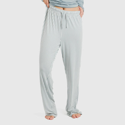 Pijama feminino longo e macio, com listras Kodac índigo.