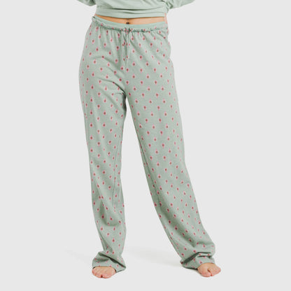 Pijama longo de algodão Alessia, verde Tiffany