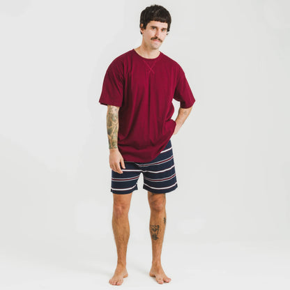 Pijama curto masculino Lucio em algodão cor bordô
