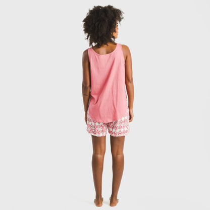 Pijama curto de algodão Azucena marsala