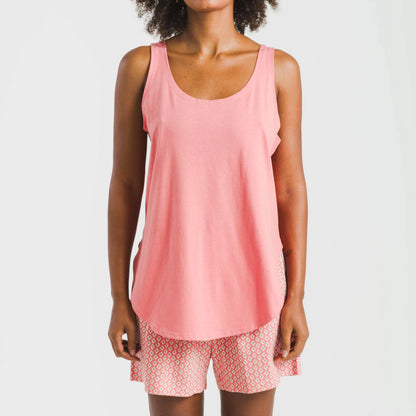 Pijama curto de algodão coral vibrante