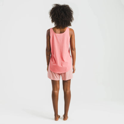 Pijama curto de algodão coral vibrante