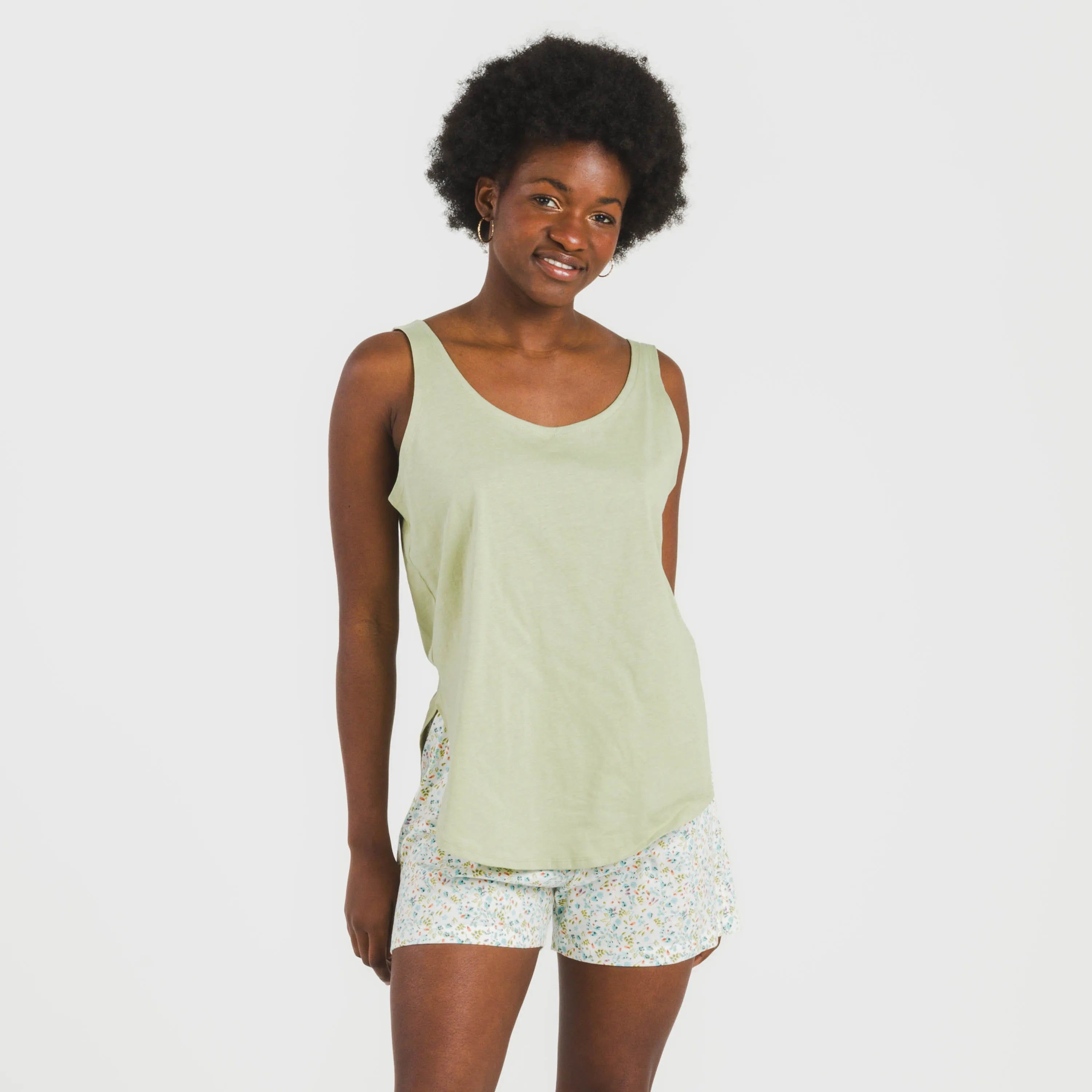 Pijama curto de algodão verde Gemini