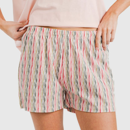 Pijama feminino Villa Rosa de algodão fluido com mangas curtas