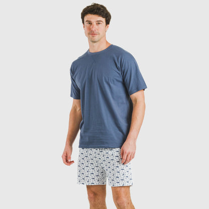 Pijama curto masculino Saachi em algodão, azul