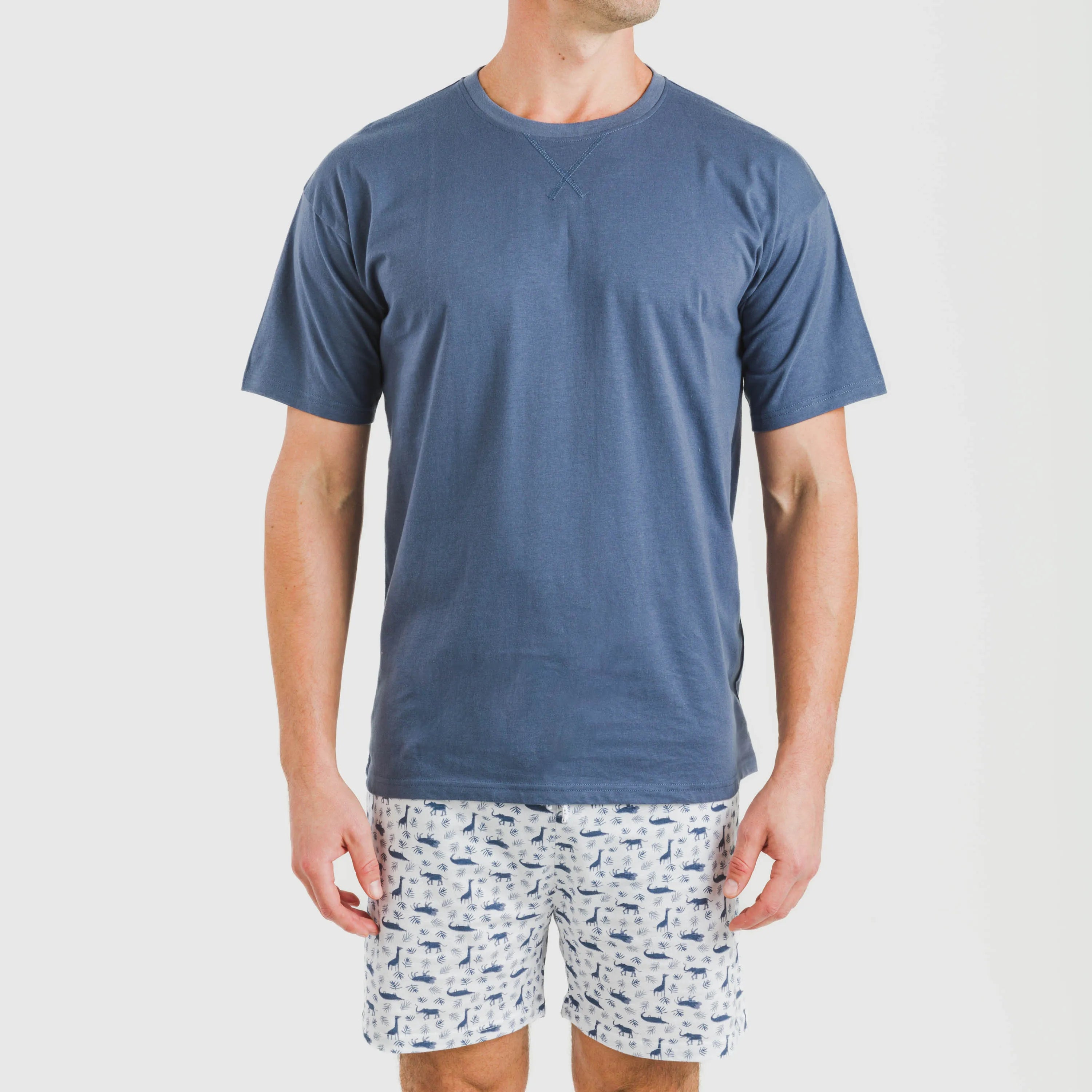 Pijama curto masculino Saachi em algodão, azul