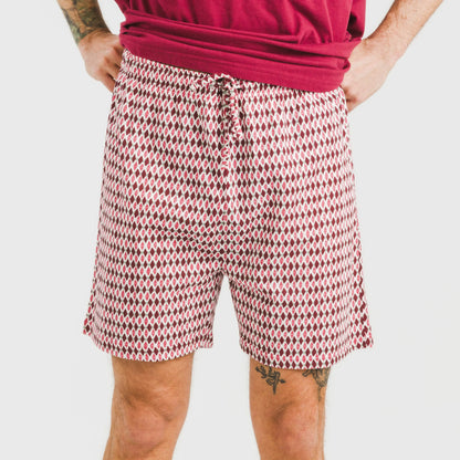 Pijama curto masculino Jannat em algodão na cor bordô.