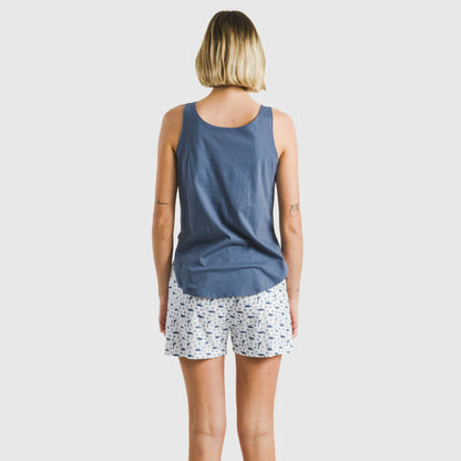 Pijama curto de algodão azul Saachi