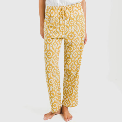 Calças viscosa Calsita mostarda