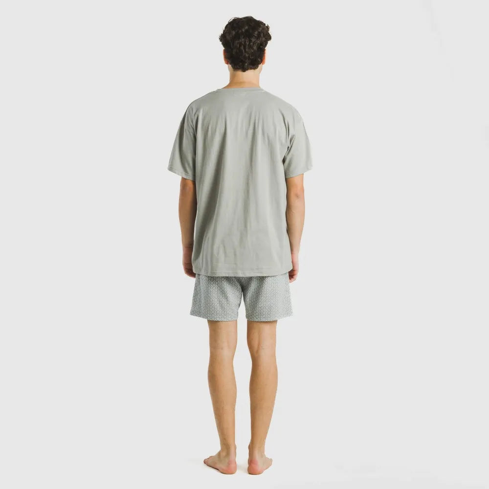 Pijama curto de algodão verde-esmeralda para homens